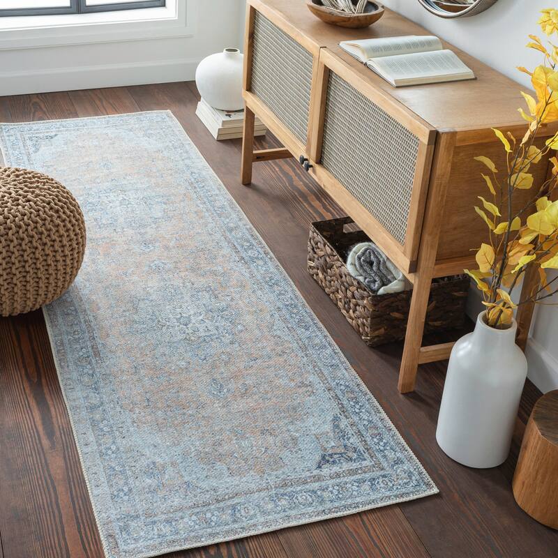 Juniuss Faded Medallion Machine Washable Area Rug