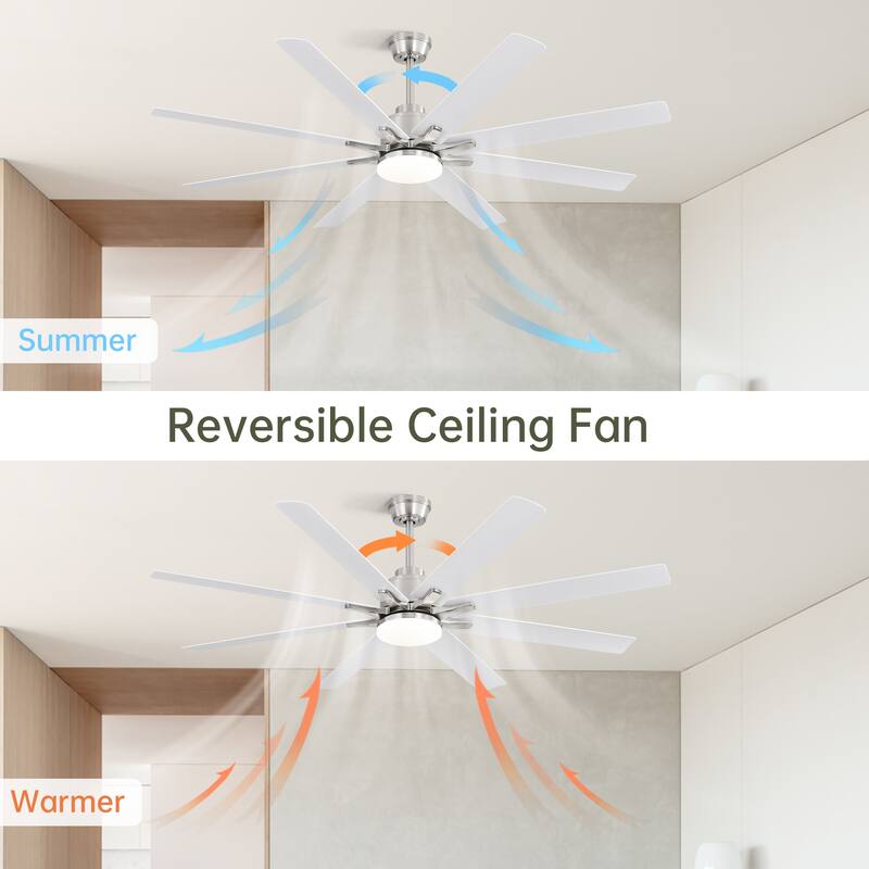 66 Inch Low Profile Ceiling Fan with Light and Remote/APP/Alexa Control, Reversible DC Motor