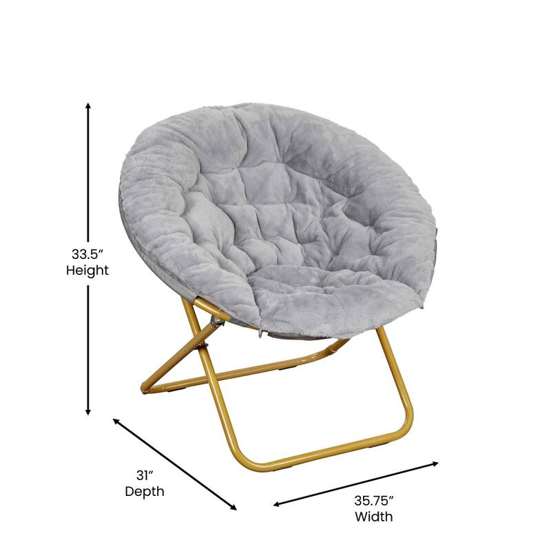 Upholstered XL Folding Saucer Chair with Ottoman - 31"D x 35.75"W x 33.5"H