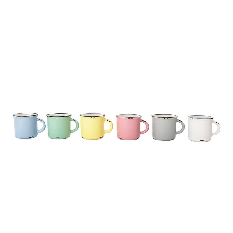 Tinware Espresso Mug Gift Set, Mixed Set of 6