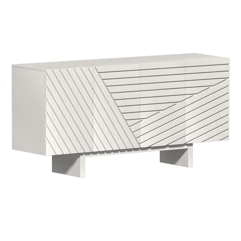 Clihome Mid-century Wood 4-Door Buffet Sideboard Cabinet
