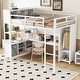 preview thumbnail 3 of 30, Full Size Loft Bed with Storage Cubes and Shelves,Metal Loft Bed with Wardrobe And L-shaped Desk