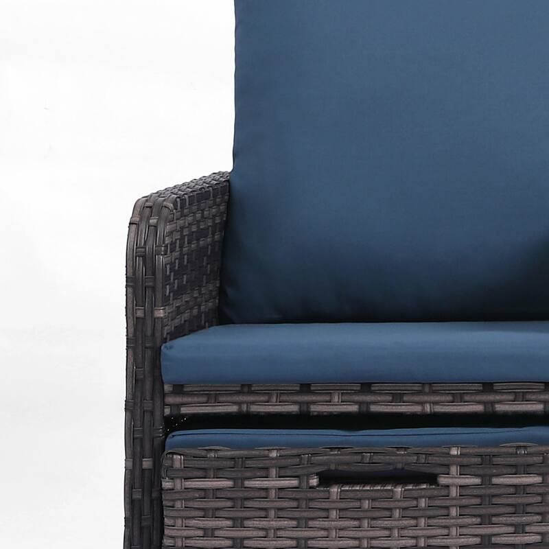 Patio 5 Pieces Rattan Cushioned Conversation Set With Ottoman Coffee Table