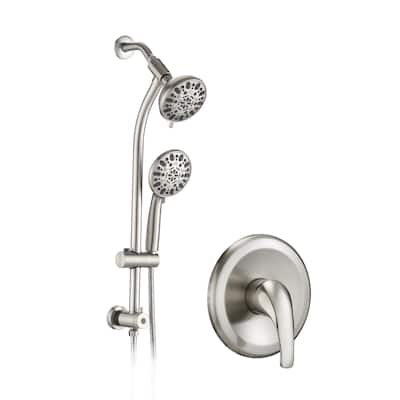 5" Brushed Nickel Rain Showerhead with Handheld Shower, 7 Spray Modes, Stainless Steel Slide Bar