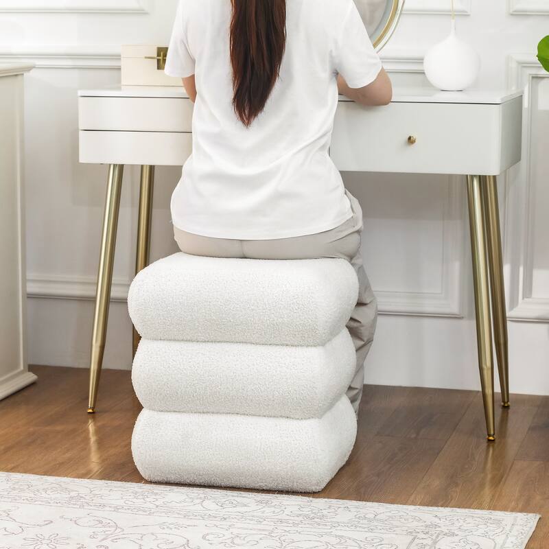 Adeco Boucle Ottoman Upholstered Footrest