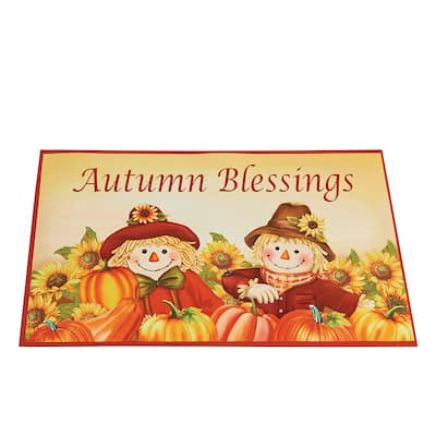 Autumn Blessings Fall Scarecrow Front Doormat - 30" x 18.25"