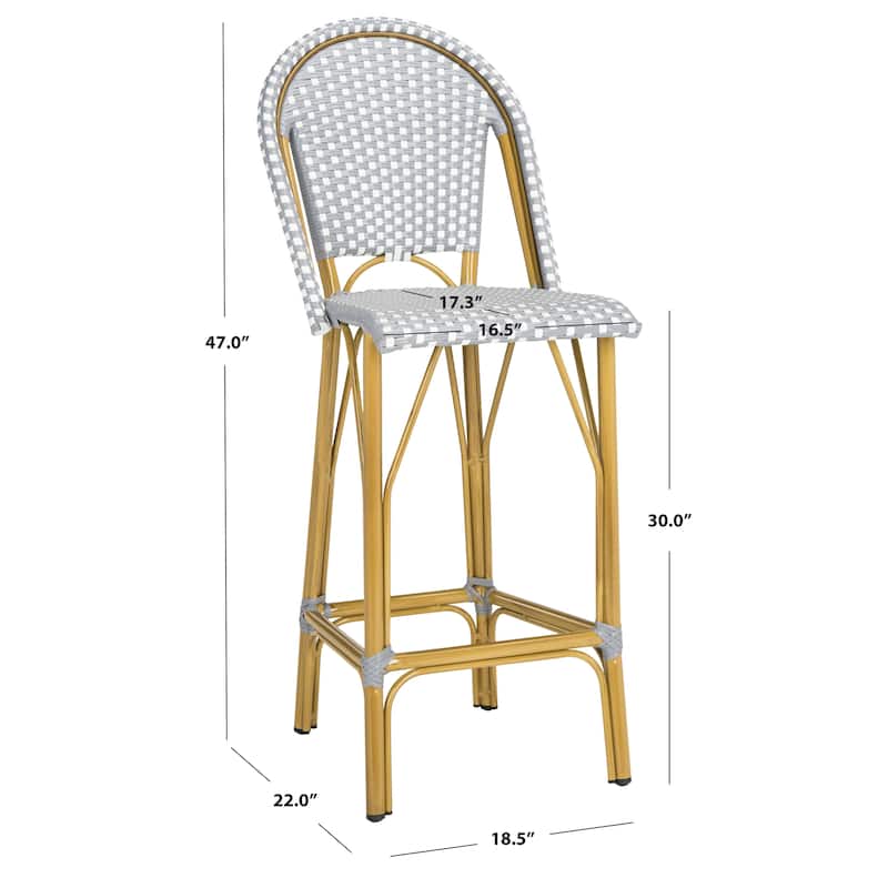 SAFAVIEH Outdoor Samara 30-inch Stacking Bistro Bar Stool (Fully Assembled) - 19Wx22Dx47H