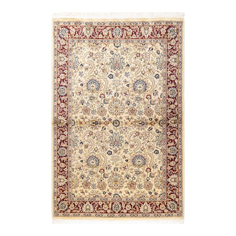 Overton Hand Knotted Wool Vintage Inspired Traditional Mogul Ivory Area Rug - 4 x 6