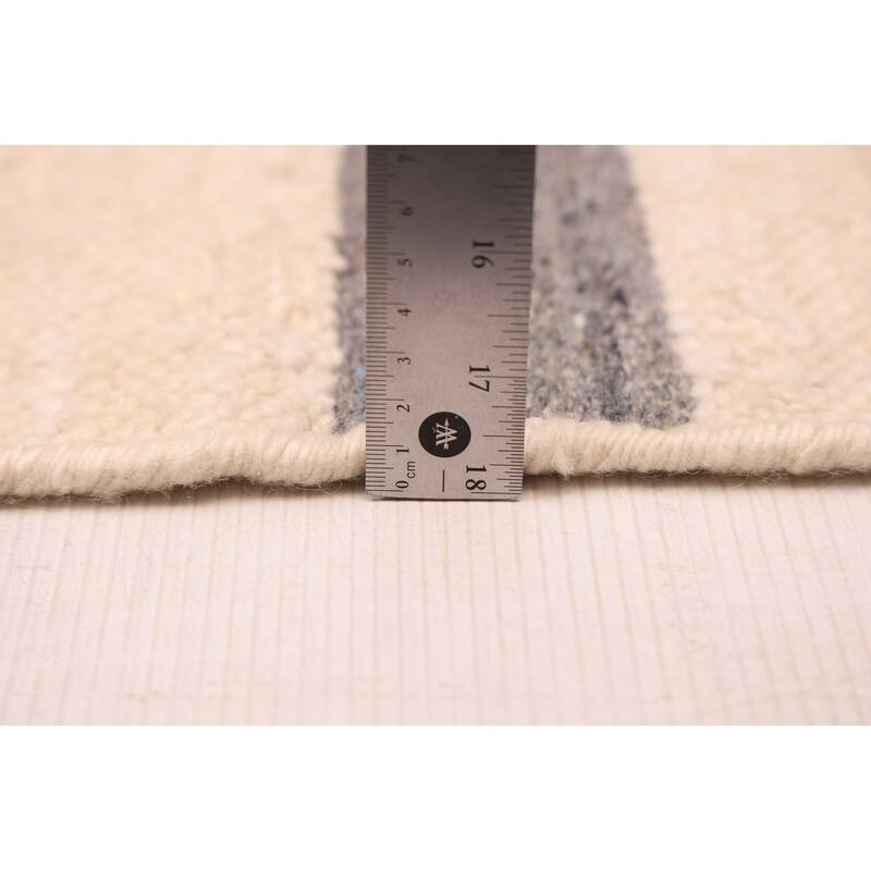 ECARPETGALLERY Flat-Weave Marrakech Cream Wool Kilim - 5'0 x 8'0