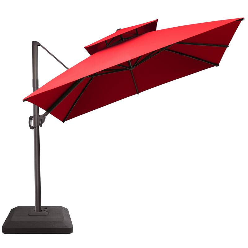 11 x 11 FT Outdoor Patio Cantilever Umbrella 360 Degrees Rotation and Base Stand