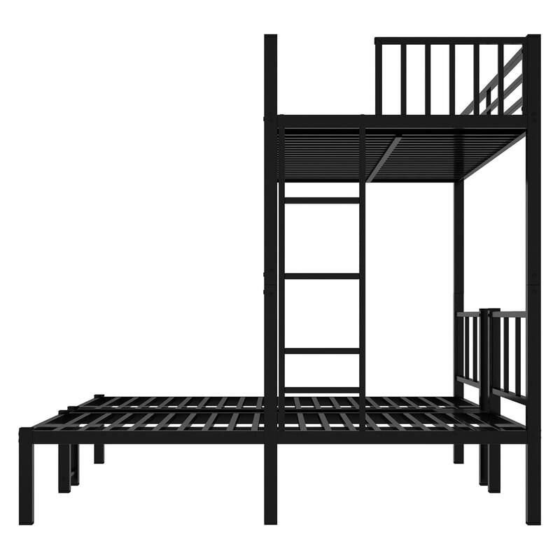 Detachable Metal Triple Bunk Bed for Kids, Converts to 3 Twin Beds, Noise Reduced, Black