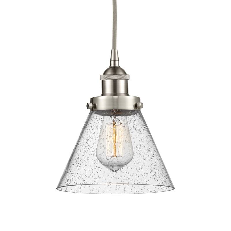 Innovations Lighting 616-1PH-10-8 Cone Pendant Cone 8" Wide Mini - Brushed Satin Nickel / Seedy