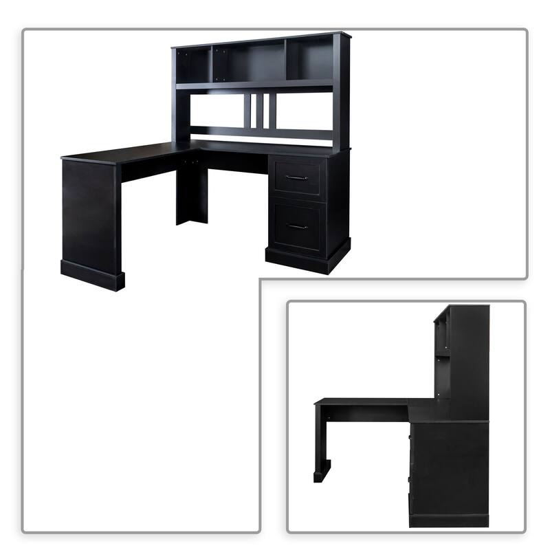 Modern Multifunctional L-Shaped Wooden Computer Desk