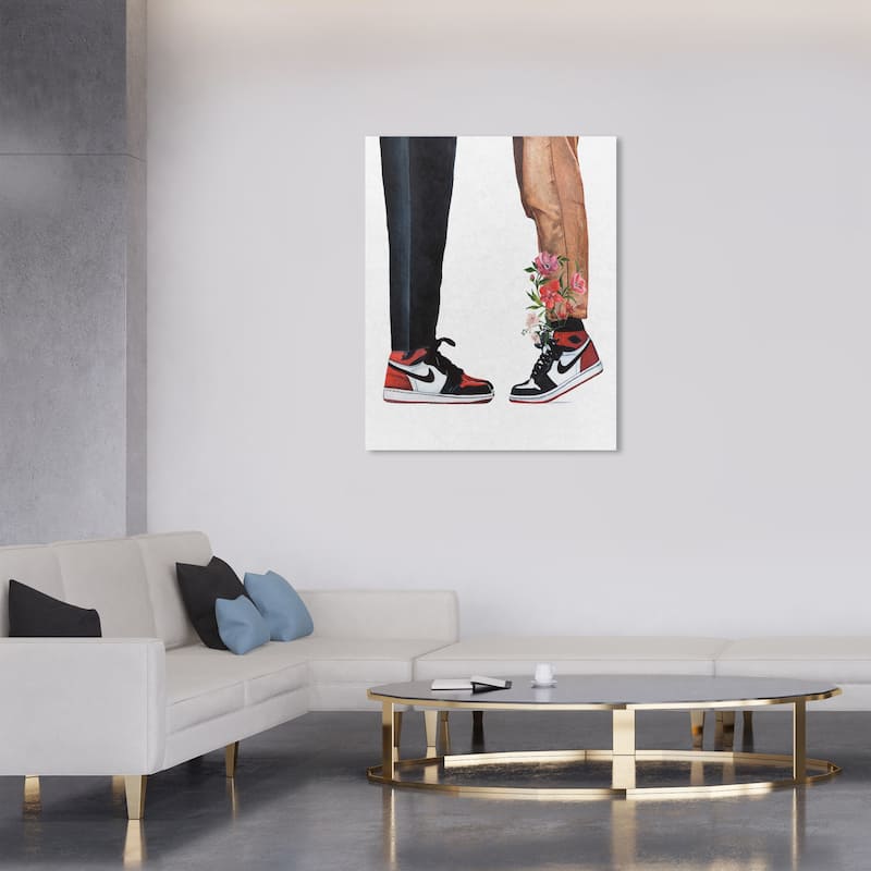 Wynwood Studio Fashion and Glam Sneaker Love Black and Light Brown Farmhouse Wall Art Canvas Print - 36 x 30