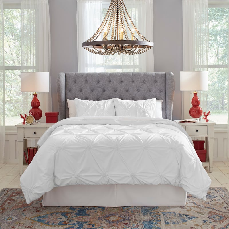 Pointehaven 200TC Cotton Knotted Pintuck Duvet Set