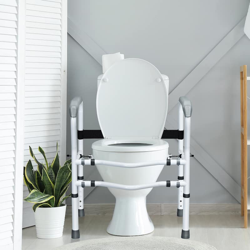 Costway Toilet Safety Frame Stand Alone Toilet Safety Rail with - See details