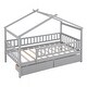 preview thumbnail 13 of 13, Twin Size Wooden House Bed with Drawers, Roof Design, Solid Pine Frame, Headboards for Kids' Room, Easy Assembly, Grey