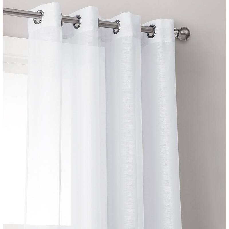 84" Inches Long - 2 Panels - White Sheer Window Grommet Curtain Set - 55" x 84"