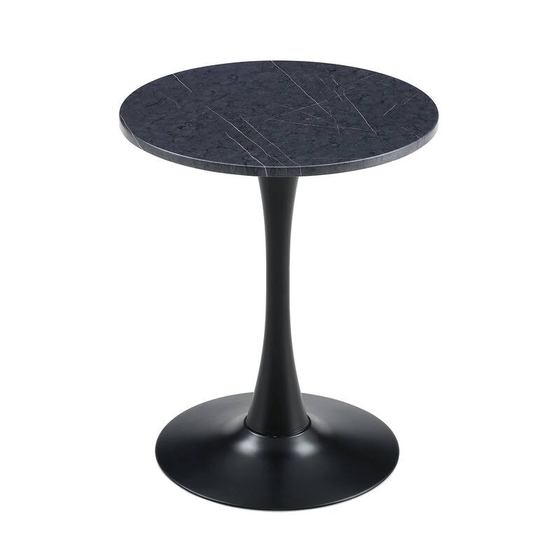 Round Thickened Table Top Coffee Table, Metal Pedestal Side Table Modern Bistro Table