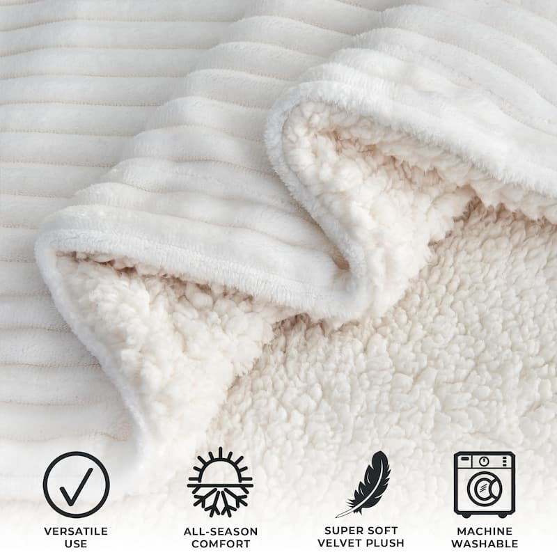 Luxurious Ribbed Texture Reversible Sherpa Blanket