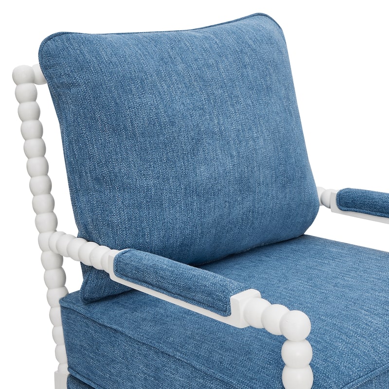 Roundhill Furniture Belvoir Upholstered Spool Accent Chair with Turned Wood Frame