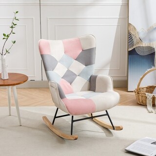 Rocking Accent Chair with Solid Wood Armrest and Feet - Bed Bath ...