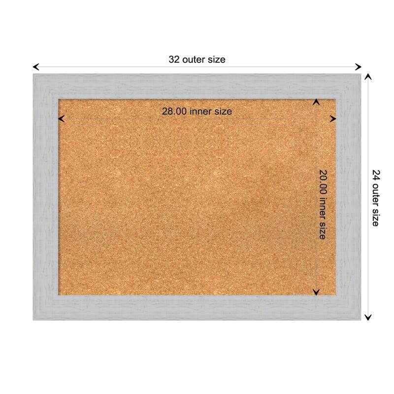 Shiplap Wood Framed Natural Corkboard Bulletin Board - Shiplap White - Board Size 28x20