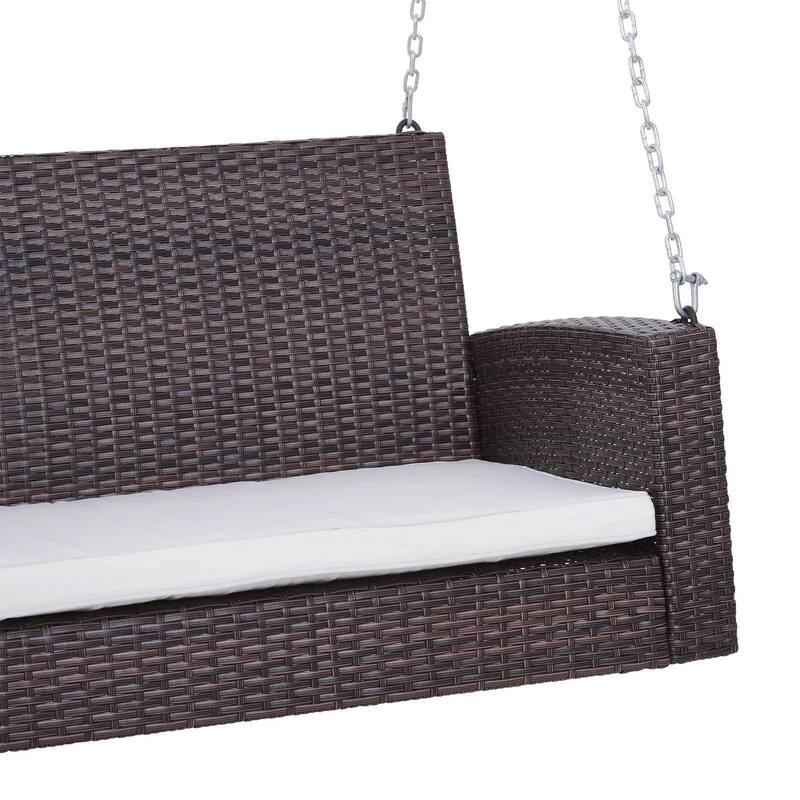 2-Person Wicker Hanging Swing Bench,Porch Swing Outdoor Chair,Cushions