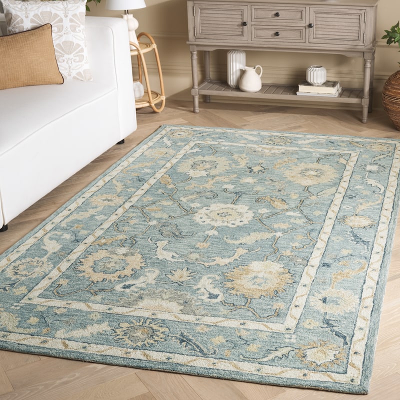 SAFAVIEH Handmade Metro Mabel Wool Rug - Blue/Ivory - 5' x 8'