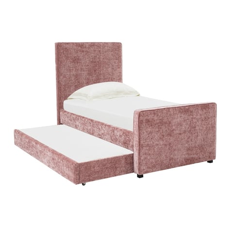 Delilah Textured Velvet Trundle Bed in Twin
