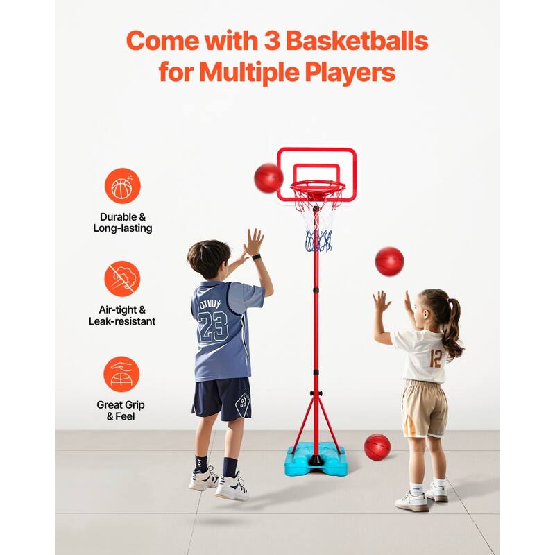 Red Blue Steel Adjustable Kids Basketball Hoop with 3 Balls
