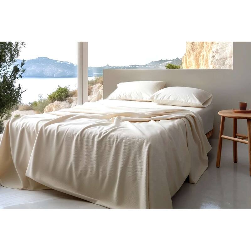 Sleep & Beyond Organic Cotton Honeycomb Jacquard Blanket