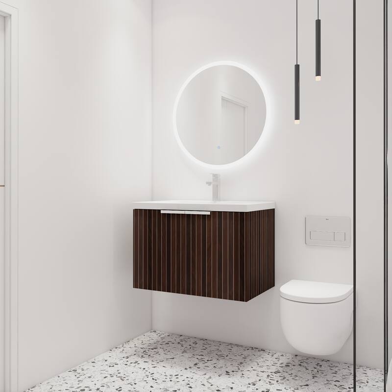 Malwee 24"/30"/36"/48" Bathroom Vanity with Sink, Floating Bathroom Vanity with Soft Close Door