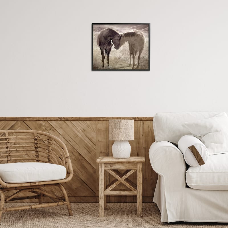 Stupell Muted Horse Pair Hugging Framed Giclee Art Design By Steve Toole