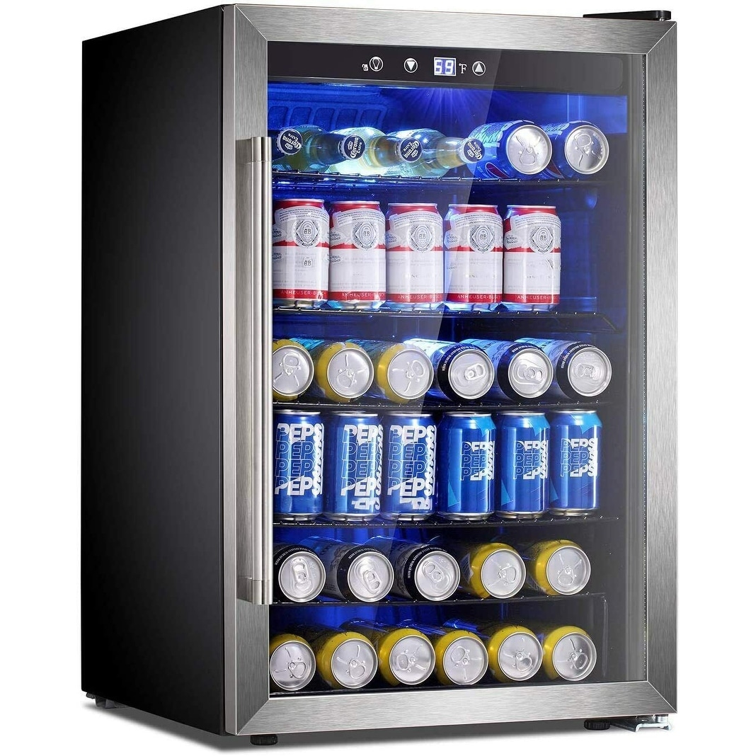 R.W.Flame 145 Can Wine Cooler Refrigerator Glass Door Fridge Compressor Freestanding