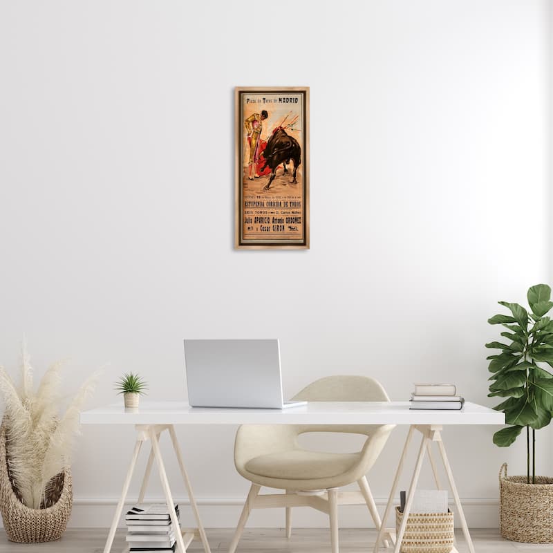 Stupell Great Bullfight Antique Advertisement Framed Floater Canvas Wall Art Design By Marcus Jules