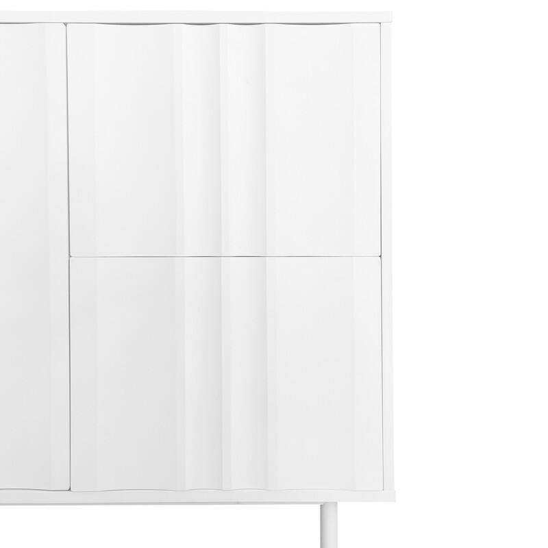 Wave Pattern Buffet Storage Cabinet with 2 Doors and 2 Drawers, Sideboard Cabinet Table with Adjustable Shelf