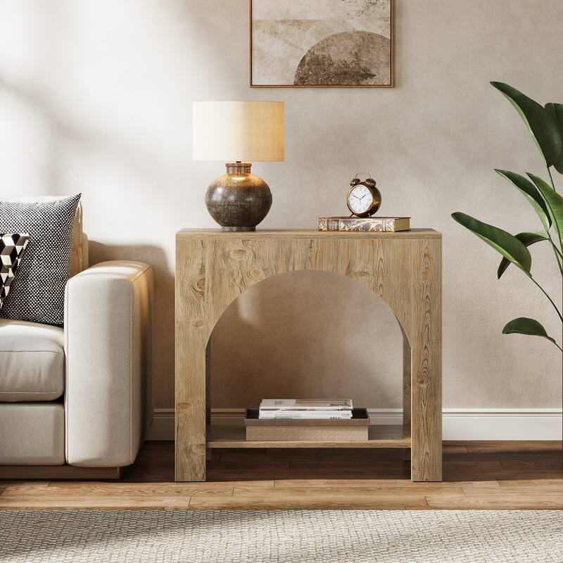 Farmhouse End Table for Living Room Large Side Table with Storage Sofa Table