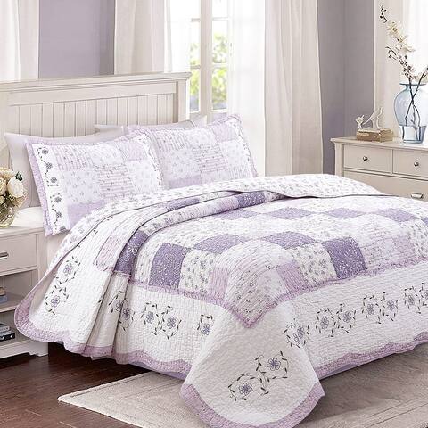 The Gray Barn Quay Road Lilac Patckwork Quilt and Sham Set