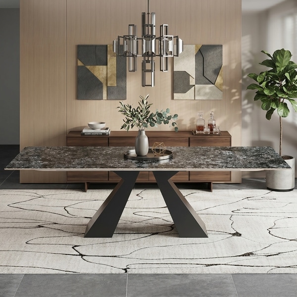 Unique Color Extendable Rectangular Sintered Stone Double Pedestal