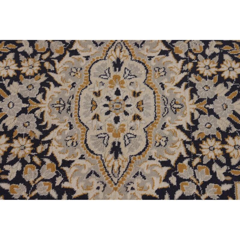Traditional Grey Kashan Turkish Area Rug Machine Made Floral Carpet - 9'9" x 12'11"