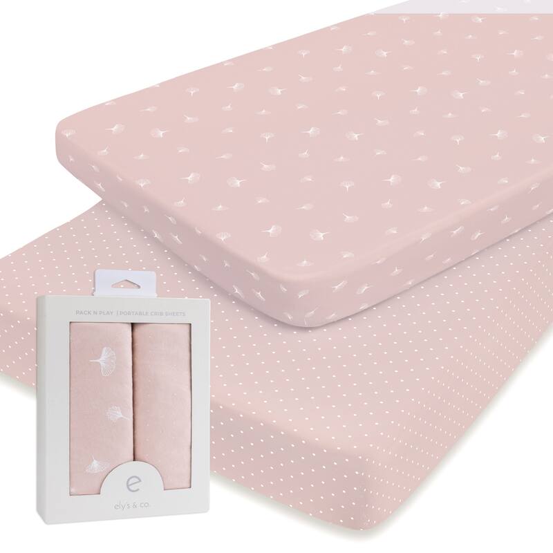 Ely's & Co. Baby Fitted Pack n Play - Mini Crib Sheet Set - 2 Pack - 38" x 24"