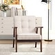 preview thumbnail 4 of 24, Ebello Mid-Century Modern Upholstered Leather Accent Chair with Solid Wood Frame Beige - Fabric