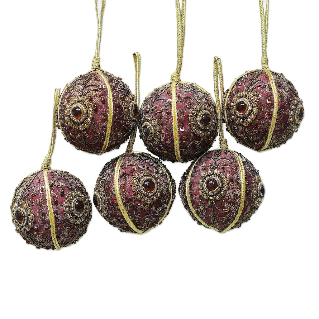 Novica Handmade Christmas Magic Beaded Ornaments (Set Of 6)