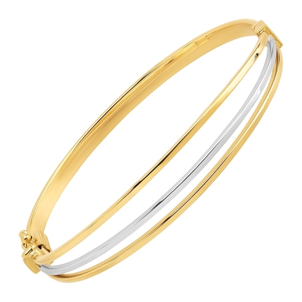 Shop Eternity Gold Hinge Bangle Bracelet in 14K Yellow & White Gold - Two-Tone - On Sale - Free ...