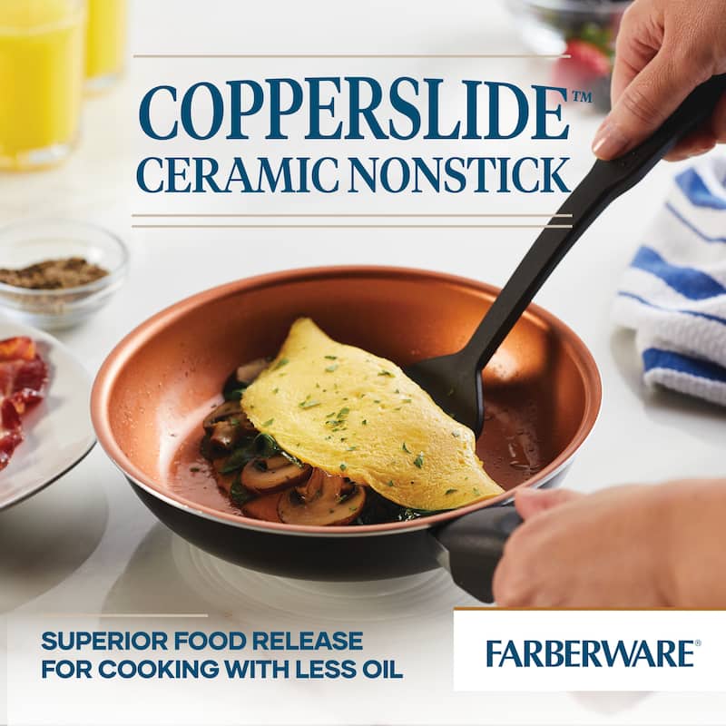 Farberware Glide Copper Ceramic Nonstick Egg Poacher with Lid, 8Inch, Black Bed Bath & Beyond