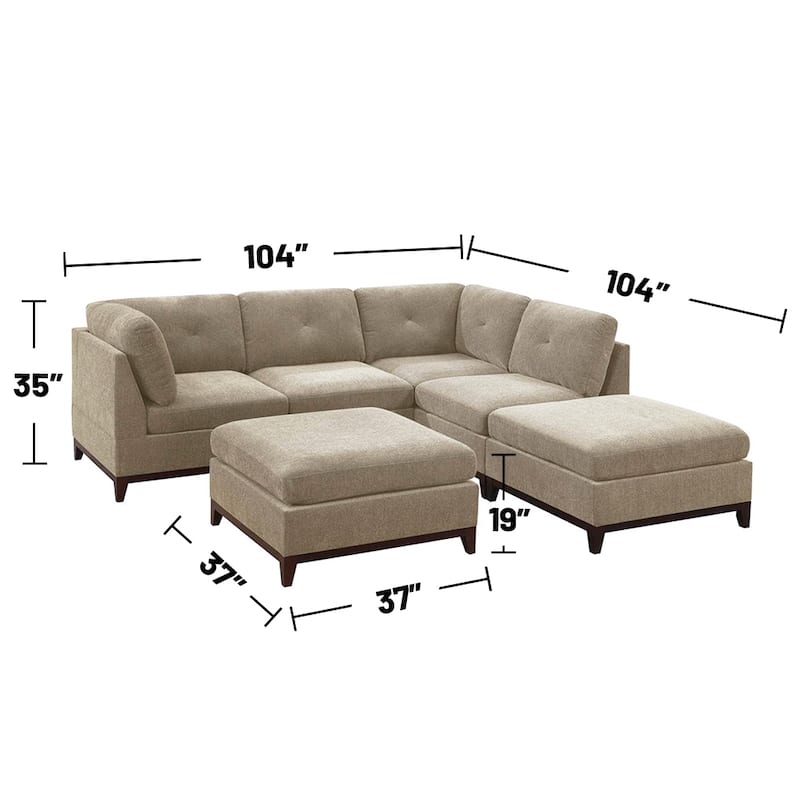 6 Piece Chenille Modular Setional