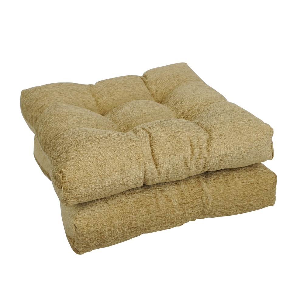 19-inch Square Jacquard Chenille Tufted Dining Chair Cushion - 19 x 19