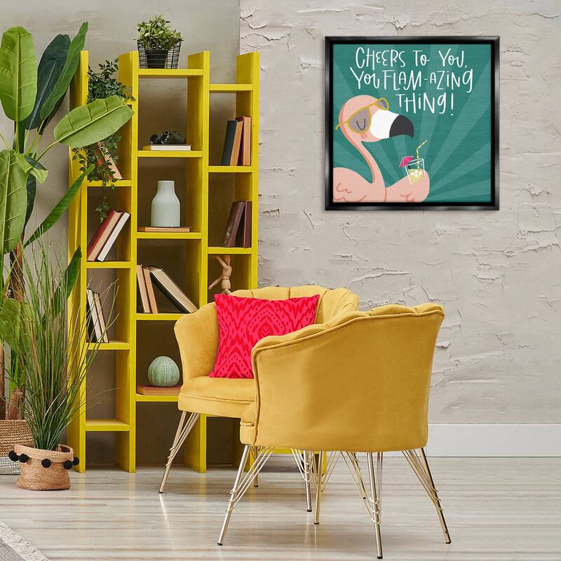 Stupell Cheers To You Flamazing Framed Floater Canvas Wall Art Design By Sarah Hickman