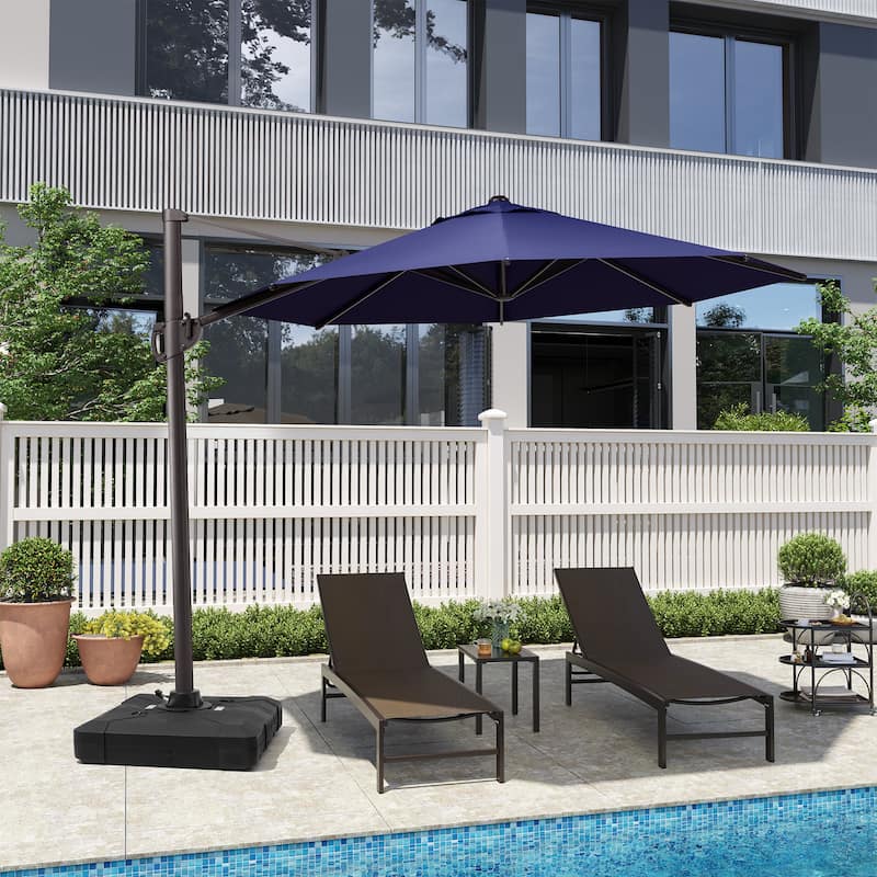 10ft Patio Cantilever Umbrella Adjustable Offset Umbrella with Weighted Base
